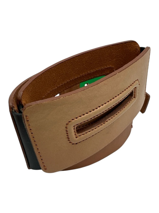 Diane Von Furstenberg Tan Brown & Black Leather Elastic Rectangle Buckle Belts Tan Brown & Black / S