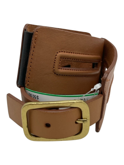 Diane Von Furstenberg Tan Brown & Black Leather Elastic Rectangle Buckle Belts Tan Brown & Black / S