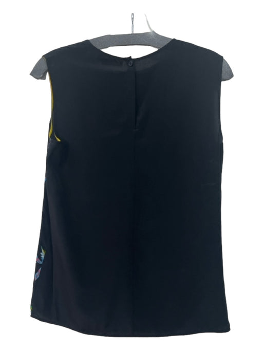 Diane Von Furstenberg Size Small Black & Multi Silk Sleeveless Floral Top Black & Multi / Small