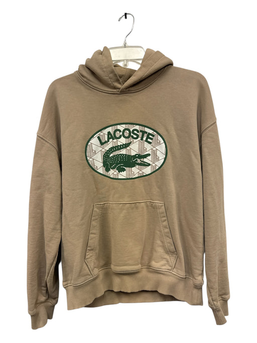 Lacoste Size M Tan Cotton Blend logo Hoodie Men's Jacket Tan / M