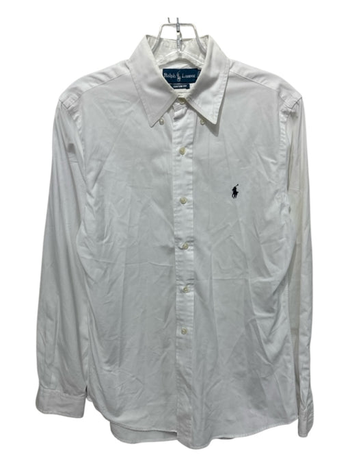 Ralph Lauren Size S White Cotton Blend Solid Polo Men's Long Sleeve Shirt White / S