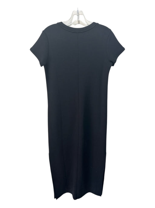 Spanx Size XS Black Polyester Short Sleeve Round Neck Sheath Side Slit Dress Black / XS