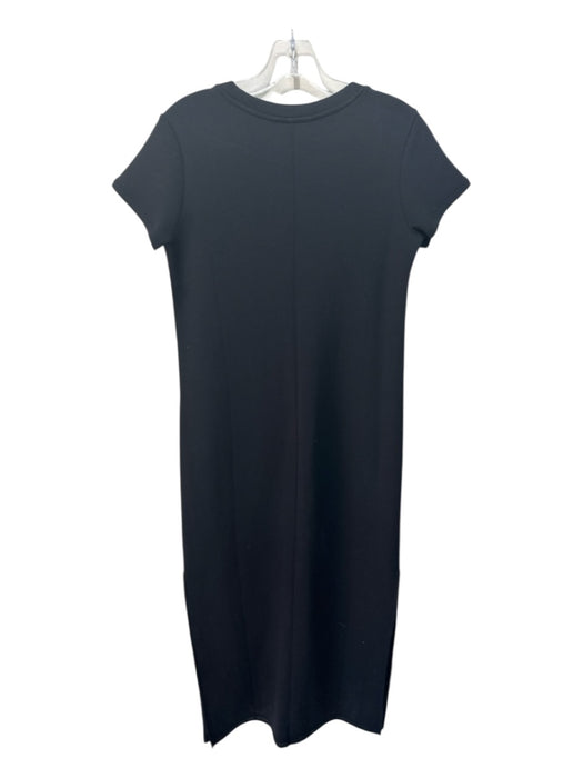 Spanx Size XS Black Polyester Short Sleeve Round Neck Sheath Side Slit Dress Black / XS