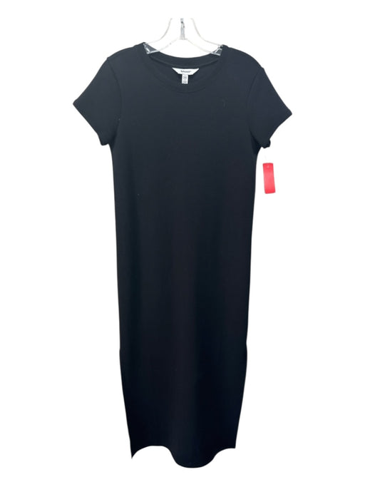 Spanx Size XS Black Polyester Short Sleeve Round Neck Sheath Side Slit Dress Black / XS