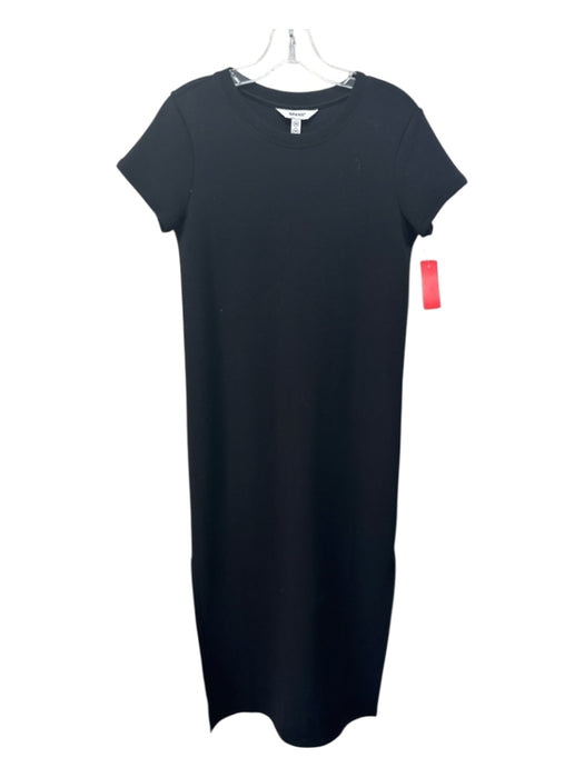 Spanx Size XS Black Polyester Short Sleeve Round Neck Sheath Side Slit Dress Black / XS