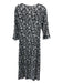 Ganni Size 34 Black & White Viscose Blend Long Sleeve Floral Scoop Neck Dress Black & White / 34