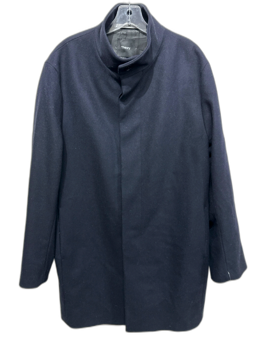 Theory Size XL Navy Wool Blend Solid Overcoat Men's Jacket Navy / XL