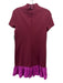 Staud Size S Burgundy & Purple Rayon Blend High Neck Short Sleeve Back Zip Dress Burgundy & Purple / S