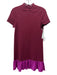 Staud Size S Burgundy & Purple Rayon Blend High Neck Short Sleeve Back Zip Dress Burgundy & Purple / S