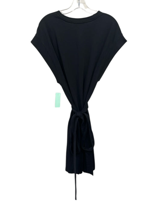 Vince Size L Black Cotton Cap Sleeve Tie Waist Shirt Mini Dress Black / L