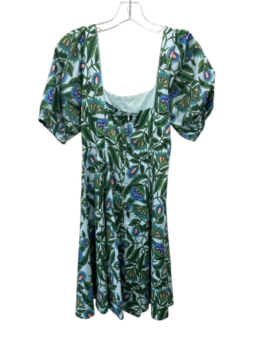 Abbey Glass Size XS Blue, Green & Orange Cotton Blend Botanical Back Zip Dress Blue, Green & Orange / XS