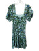 Abbey Glass Size XS Blue, Green & Orange Cotton Blend Botanical Back Zip Dress Blue, Green & Orange / XS