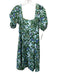 Abbey Glass Size XS Blue, Green & Orange Cotton Blend Botanical Back Zip Dress Blue, Green & Orange / XS