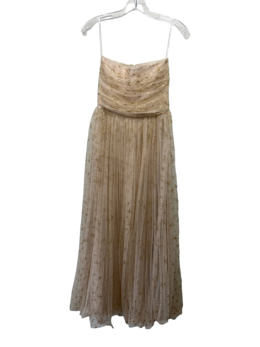 Ceremony by Joanna August Size 6 Beige & Gold Nylon Mesh Overlay Gown Beige & Gold / 6