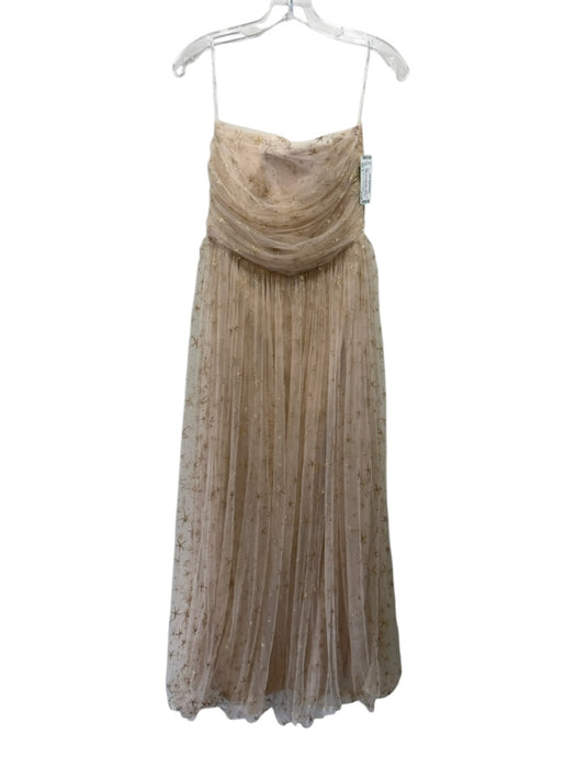 Ceremony by Joanna August Size 6 Beige & Gold Nylon Mesh Overlay Gown Beige & Gold / 6