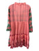 Oliphant Size M Pink & Green Cotton Sequin Detail Embroidered Long Sleeve Dress Pink & Green / M