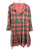 Oliphant Size M Pink & Green Cotton Sequin Detail Embroidered Long Sleeve Dress Pink & Green / M