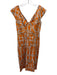 Samantha Sung Size 6 Orange, Beige & White Cotton Blend Equestrian Print Dress Orange, Beige & White / 6