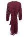 Figue Size XS Burgundy Cotton Floral Eyelet Long Balloon Sleeve V Neck Dress Burgundy / XS