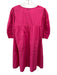 Olivia James the Label Size M Magenta Pink Cotton 1/2 Puff Sleeve V Neck Dress Magenta Pink / M