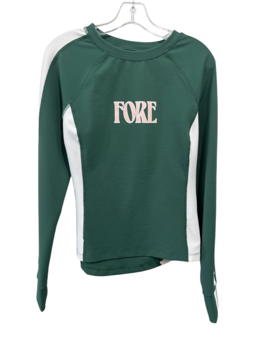 Fore All Size M Green & White Nylon Blend Ribbed Color Block Long Sleeve Top Green & White / M
