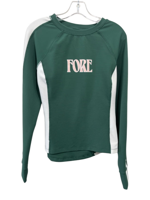 Fore All Size M Green & White Nylon Blend Ribbed Color Block Long Sleeve Top Green & White / M