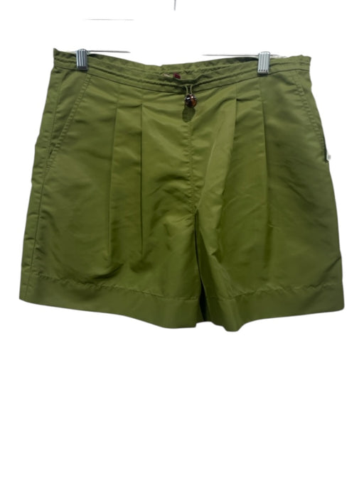 Staud Size XS Olive Green Nylon Drawstring Waist Pleated Front A line Shorts Olive Green / XS