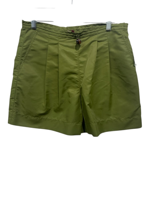 Staud Size XS Olive Green Nylon Drawstring Waist Pleated Front A line Shorts Olive Green / XS