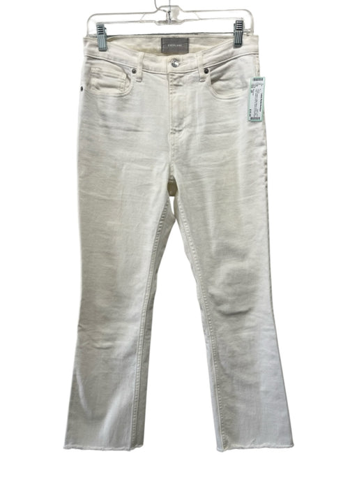 Everlane Size 28 Cream White Cotton Blend Denim Raw Hem Button & Zip Fly Jeans Cream White / 28