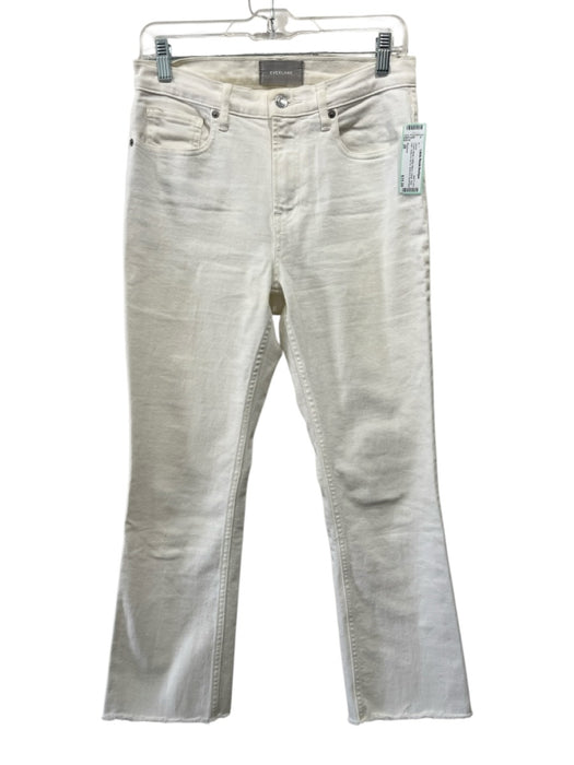 Everlane Size 28 Cream White Cotton Blend Denim Raw Hem Button & Zip Fly Jeans Cream White / 28