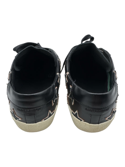 Saint Laurent Shoe Size 39 Black & Silver Leather Upper Stars Low Top Sneakers Black & Silver / 39