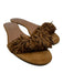 Aquazzura Shoe Size 40 Tan Brown Leather Upper Suede Fringe Slide Flat Sandals Tan Brown / 40