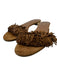 Aquazzura Shoe Size 40 Tan Brown Leather Upper Suede Fringe Slide Flat Sandals Tan Brown / 40