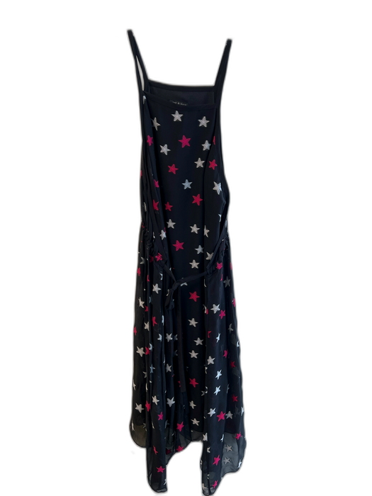 Rag & Bone Size SP Black, White & Pink Silk Blend High Square Neck Midi Dress Black, White & Pink / SP