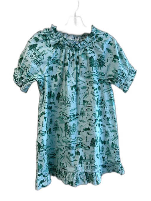 Hill House Size Small Green Cotton Short Puff Sleeve Elastic Neck Mini Dress Green / Small