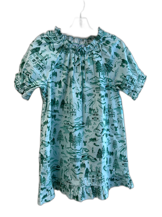 Hill House Size Small Green Cotton Short Puff Sleeve Elastic Neck Mini Dress Green / Small