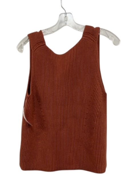 Vince Size S Rust Orange Cotton Ribbed Sleeveless V Neck Tank Sweater Rust Orange / S
