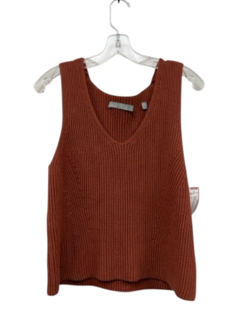 Vince Size S Rust Orange Cotton Ribbed Sleeveless V Neck Tank Sweater Rust Orange / S