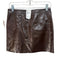 Theory Size 2 Brown Patent Leather Side Zip Snap Closure Fabric Block Mini Skirt Brown / 2