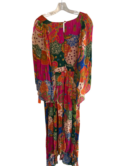 Farm Rio Size Medium Pink & Multi Viscose All Over Print Long Wide Sleeve Dress Pink & Multi / Medium