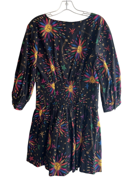 Farm Rio Size Medium Black & Multi Cotton All Over Print Button Down Dress Black & Multi / Medium