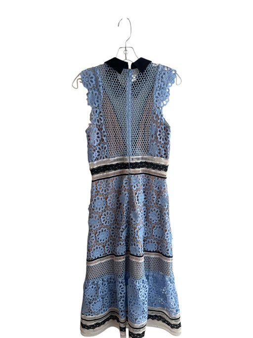 Self Portrait Size 6 Blue, Black & White Polyester Half Lined Sleeveless Dress Blue, Black & White / 6