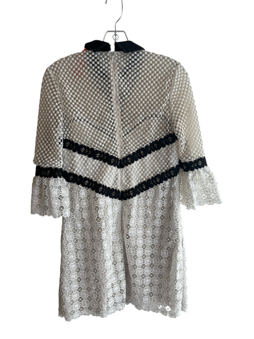 Self Portrait Size 6 White & Black Polyester Lined 3/4 Bell Sleeve Dress White & Black / 6