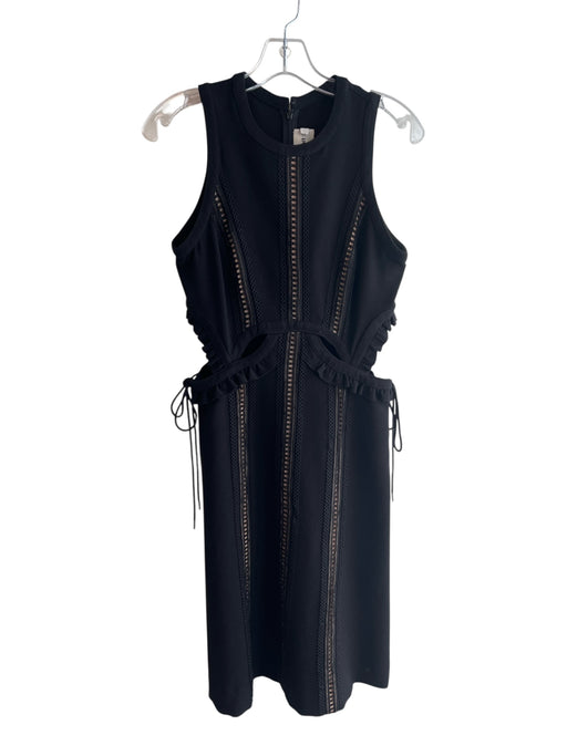 Self Portrait Size 6 Black Polyester Sleeveless Round Neck Side Cut Outs Dress Black / 6