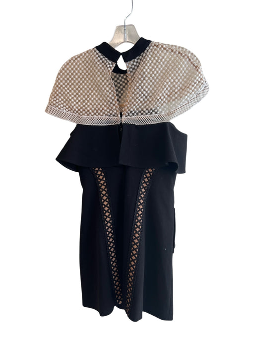 Self Portrait Size 6 Black & White Polyester Cap Sleeve Bow Detail Dress Black & White / 6