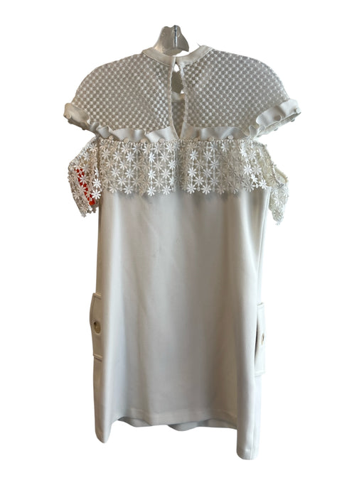 Self Portrait Size 6 White Polyester Split Sleeve Side Pocket high neck Dress White / 6