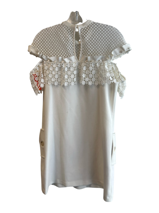 Self Portrait Size 6 White Polyester Split Sleeve Side Pocket high neck Dress White / 6