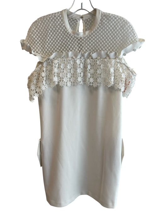 Self Portrait Size 6 White Polyester Split Sleeve Side Pocket high neck Dress White / 6