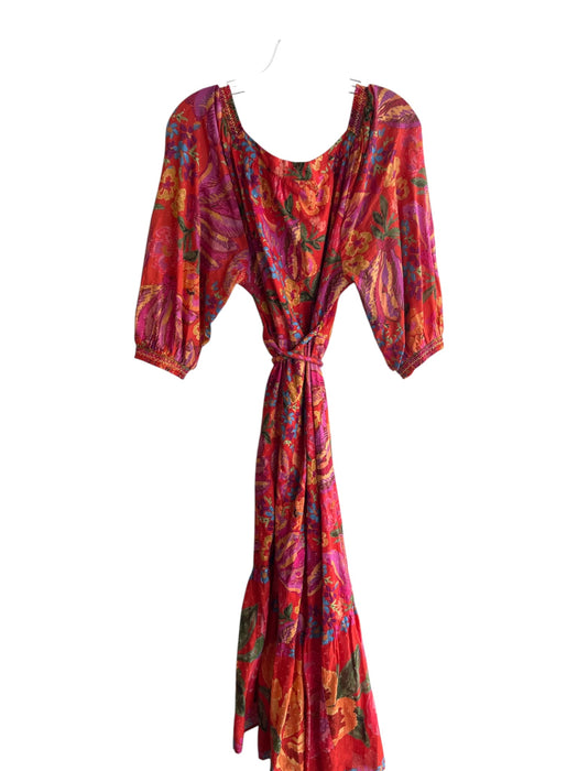 Farm Rio Size Small Red & mutli print Cotton Floral Wrap dress Half Lined Dress Red & mutli print / Small