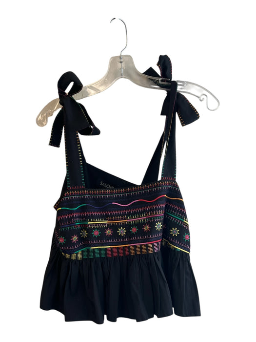 Saloni Size 8 Black & Multi Polyester Blend Tie at Shoulders Embroidered Top Black & Multi / 8